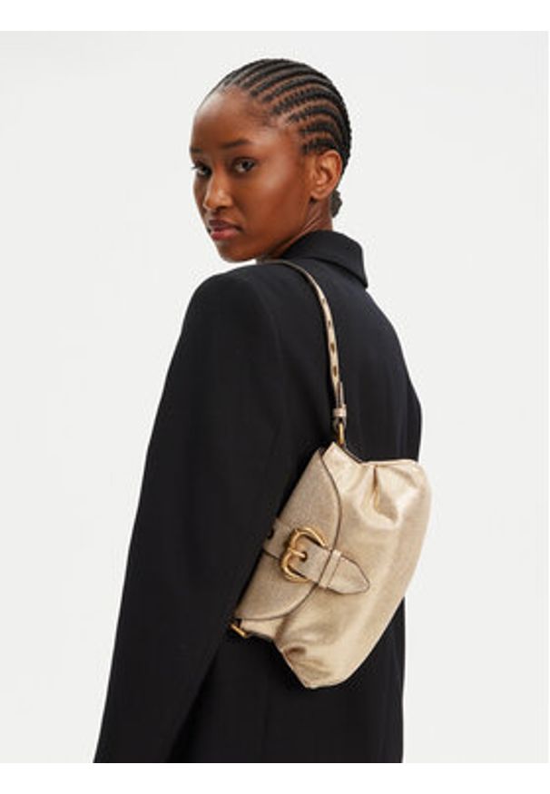Pinko - PINKO Torebka Jolene Shoulder Mini PE 25 PLTT 102802 A27K Złoty. Kolor: złoty. Materiał: skórzane, zamszowe