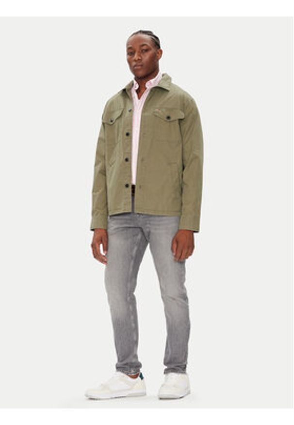 TOMMY HILFIGER - Tommy Hilfiger Kurtka przejściowa MW0MW39634 Zielony Regular Fit. Kolor: zielony. Materiał: bawełna
