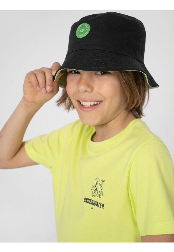 4f - Dwustronny kapelusz bucket hat chłopięcy. Kolor: wielokolorowy. Materiał: bawełna