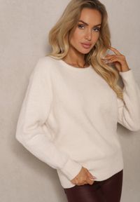Renee - Beżowy Casualowy Sweter z Dodatkiem Kaszmiru Salielis. Okazja: na co dzień. Kolor: beżowy. Materiał: kaszmir. Styl: casual #2