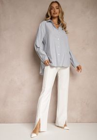 Renee - Białe Spodnie z Wiskozą High Waist w Eleganckim Stylu Tatariela. Okazja: na co dzień, na spotkanie biznesowe. Stan: podwyższony. Kolor: biały. Materiał: wiskoza. Styl: elegancki #5