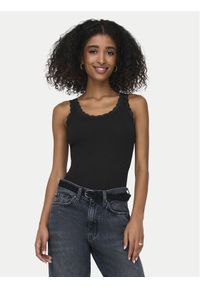 only - ONLY Top Sara 15345994 Czarny Slim Fit. Kolor: czarny. Materiał: bawełna #1