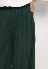 Born2be - Zielone Szerokie Spodnie z Plisowanej Tkaniny z Gumką w Pasie Cesele. Kolekcja: plus size. Kolor: zielony. Materiał: tkanina. Styl: elegancki #5