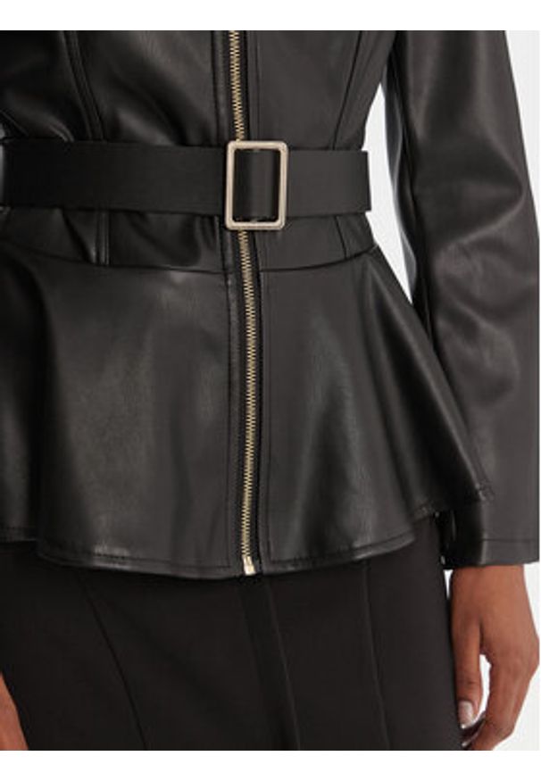 Rinascimento Kurtka z imitacji skóry CFC0125192003 Czarny Slim Fit. Kolor: czarny. Materiał: skóra