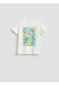 Reserved - T-shirt z nadrukiem - złamana biel. Materiał: bawełna. Wzór: nadruk #1