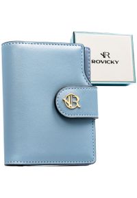 ROVICKY - Portfel damski ze skóry ekologicznej w błękitnym kolorze, wyposażony w system RFID - Rovicky. Kolor: niebieski. Materiał: skóra ekologiczna #1