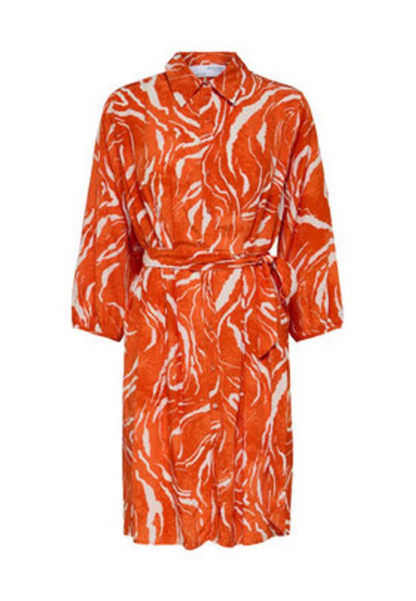 Selected Femme Sukienka koszulowa 16089034 Pomarańczowy Regular Fit. Kolor: pomarańczowy. Materiał: wiskoza. Typ sukienki: koszulowe