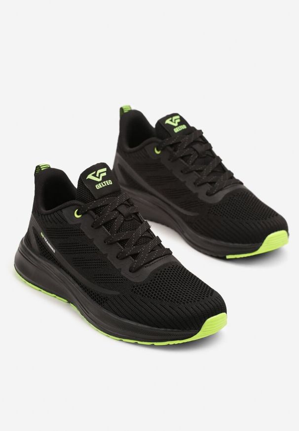 Born2be - Czarno-Zielone Buty Sportowe Sneakersy z Siateczki Telamira. Okazja: na co dzień. Kolor: czarny. Materiał: jeans, materiał
