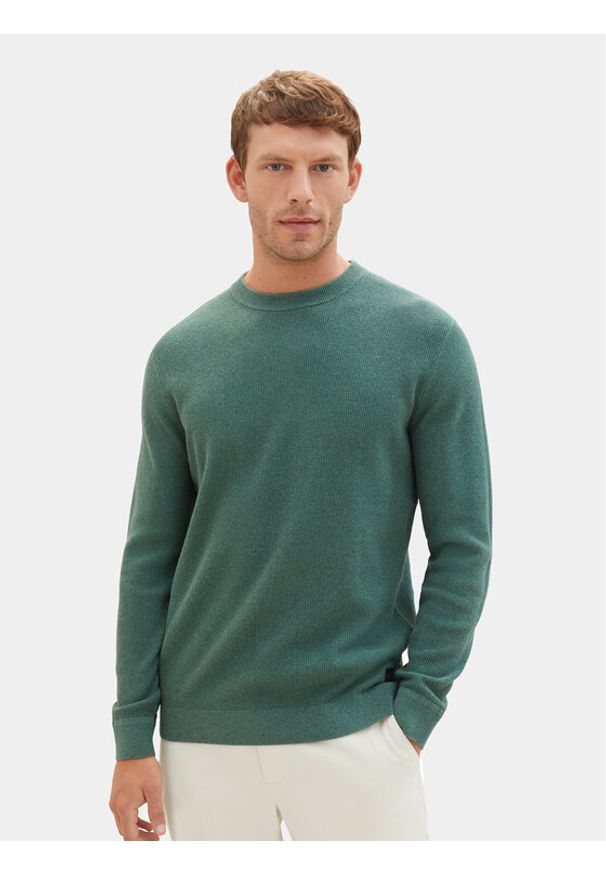 Tom Tailor Sweter 1038612 Zielony Regular Fit. Kolor: zielony. Materiał: bawełna
