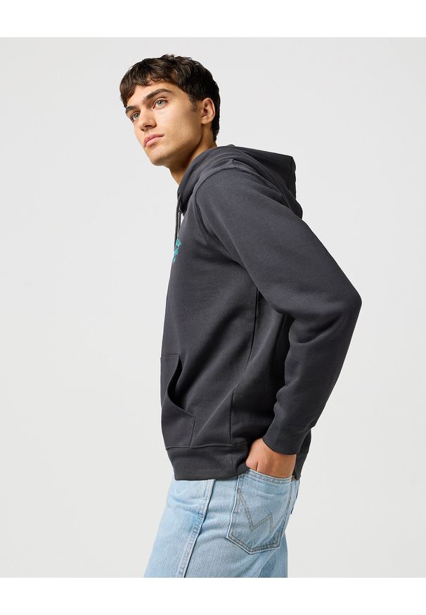 Wrangler - MĘSKA BLUZA WRANGLER SMALL LOGO HOODIE FADED BLACK 112364094