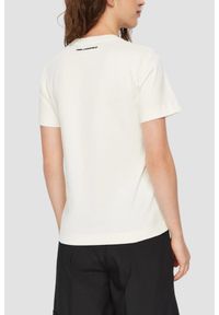 Karl Lagerfeld - KARL LAGERFELD Beżowy damski t-shirt Ikon Sketch Karl, Rozmiar XS. Kolor: beżowy. Materiał: materiał #6