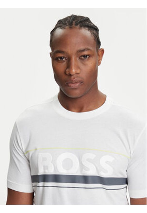 BOSS T-Shirt Iconic Zone 50550113 Biały Regular Fit. Kolor: biały. Materiał: bawełna