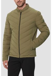 Guess - GUESS Zielona kurtka męska Biker Jacket, Rozmiar M. Okazja: na co dzień. Kolor: zielony. Materiał: syntetyk, elastan, poliamid. Styl: casual, elegancki