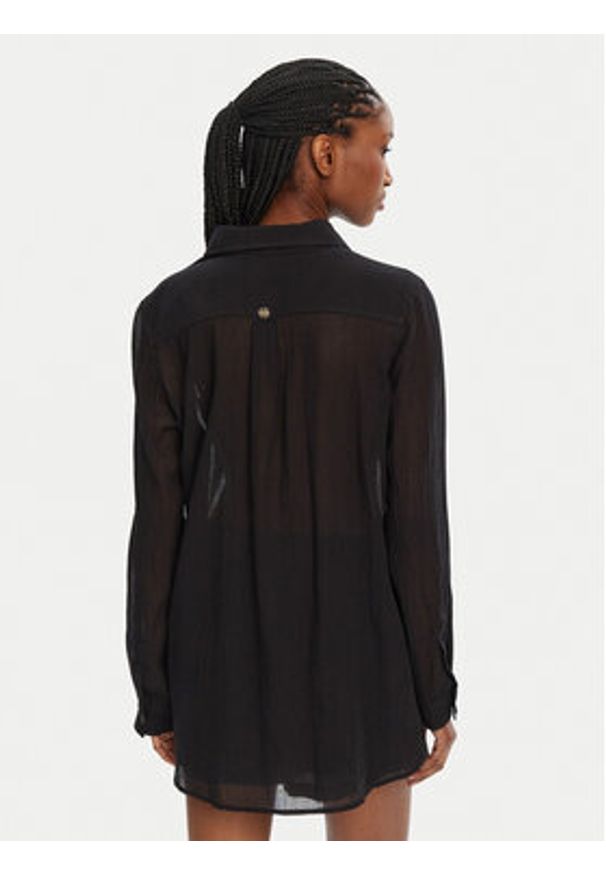 Seafolly Koszula Breeze 54795-TO Czarny Regular Fit. Kolor: czarny. Materiał: bawełna