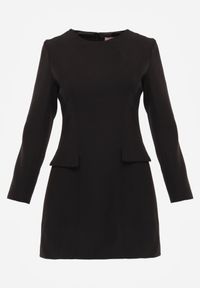 Born2be - Czarna Elegancka Sukienka VICES o Trapezowym Kroju z Imitacją Kieszeni Amaliete. Okazja: na spotkanie biznesowe. Kolor: czarny. Typ sukienki: trapezowe. Styl: elegancki #8