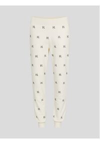 Karl Lagerfeld - KARL LAGERFELD Spodnie dresowe Monogram Rhinestone 226W1050 Beżowy Regular Fit. Kolor: beżowy. Materiał: dresówka, bawełna