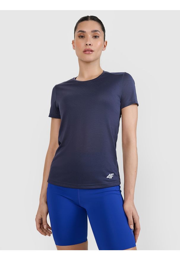 4f - 4F Koszulka do biegania regular damska - szara S. Typ kołnierza: dekolt na plecach. Kolor: szary. Materiał: włókno, dzianina, syntetyk, materiał. Długość: krótkie. Wzór: gładki, ze splotem. Sport: fitness