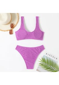 Intica - Bikini marszczone plażowe z wysokiej jakości materiału Zayna. Kolor: zielony. Materiał: materiał #6