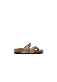 Klapki unisex Birkenstock Mayari Tobacco. Zapięcie: bez zapięcia. Kolor: brązowy. Materiał: syntetyk, skóra, materiał. Sezon: lato. Sport: turystyka piesza