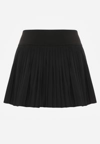 Renee - Czarna Plisowana Spódnica Tenisowa o Asymetrycznym Kroju z Podszewką-Szortami Haria. Kolor: czarny. Materiał: jeans, poliester, elastan. Styl: sportowy #3