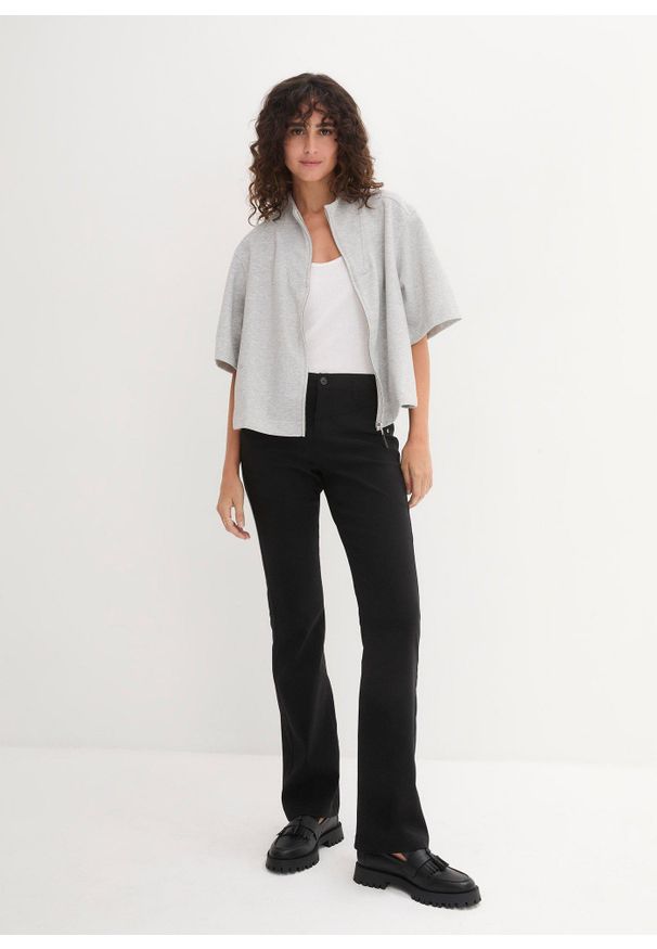 bonprix - Spodnie z bengaliny ze stretchem o kroju bootcut. Kolor: czarny