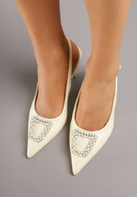 Born2be - Żółte Sandały na Szpilce z Cyrkoniową Klamrą Starstone. Okazja: na co dzień. Zapięcie: klamry. Kolor: żółty. Materiał: jeans. Obcas: na szpilce. Styl: klasyczny, casual, elegancki #5