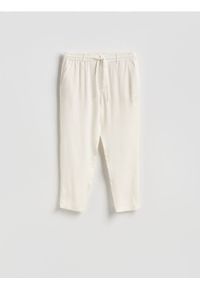 Reserved - Spodnie z lyocellu - biały. Kolor: biały