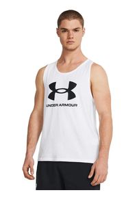 Under Armour - Koszulka męska tank top UNDER ARMOUR 1382883 bez rękawów. Kolor: biały. Długość rękawa: bez rękawów