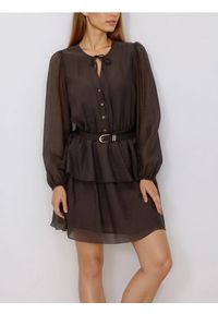 Reserved - Sukienka z lyocellem - brązowy. Kolor: brązowy. Materiał: tkanina #1