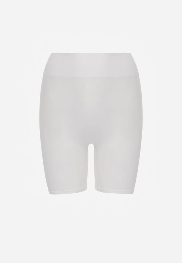 Renee - Białe Elastyczne Szorty Biker High Waist Diovien. Okazja: na co dzień. Stan: podwyższony. Kolor: biały. Materiał: prążkowany. Długość: krótkie. Styl: casual
