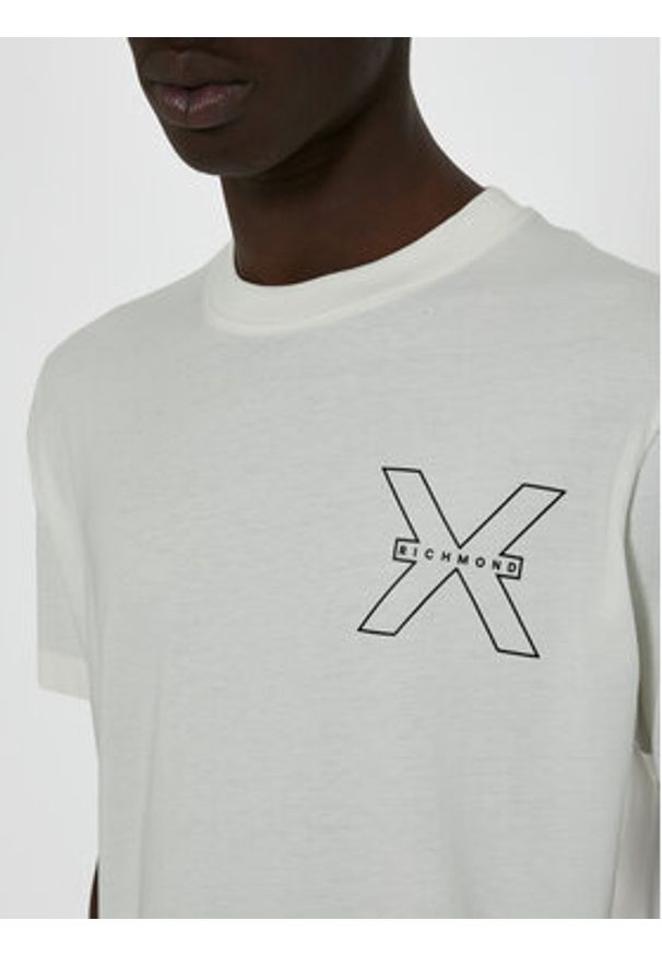 Richmond X T-Shirt Rached UMP24031TS Biały Regular Fit. Kolor: biały. Materiał: bawełna