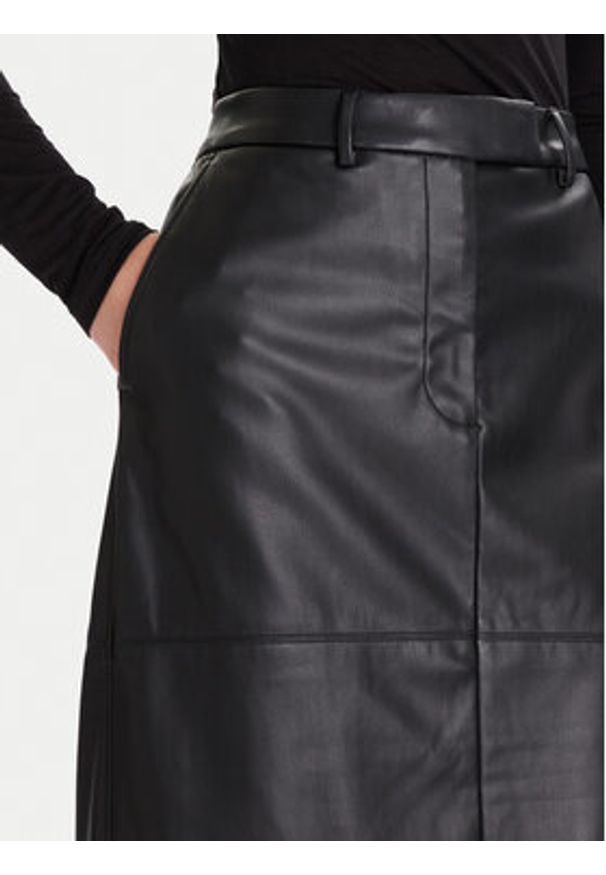 Calvin Klein Spódnica z imitacji skóry LV044D651G Czarny Regular Fit. Kolor: czarny. Materiał: skóra