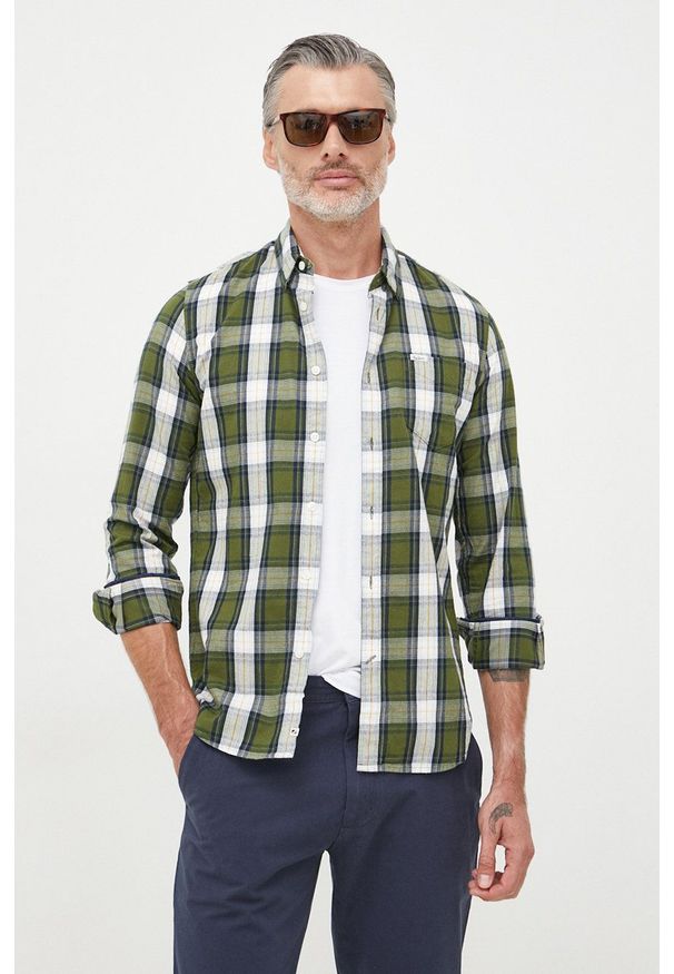 Pepe Jeans koszula bawełniana męska kolor zielony relaxed z kołnierzykiem button-down. Typ kołnierza: button down. Kolor: zielony. Materiał: bawełna