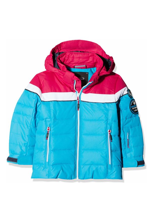 Kurtka narciarska dla dzieci CMP Girl Jacket Snap Hood CMPKUN0051. Kolor: niebieski, biały. Materiał: materiał, poliester, syntetyk. Sezon: zima. Sport: narciarstwo