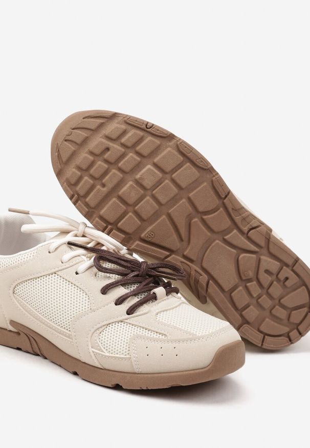 Renee - Beżowe Sneakersy z Podwójnymi Sznurówkami Terfitra. Okazja: na co dzień. Zapięcie: sznurówki. Kolor: beżowy