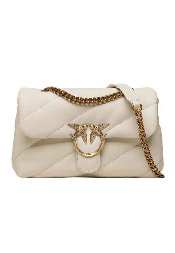 Pinko - PINKO Biała torebka Love Puff Classic. Kolor: biały. Materiał: skórzane