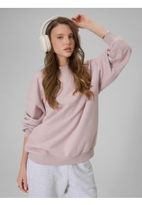 4f - 4F Bluza dresowa loose bez kaptura damska - różowa XS. Okazja: na co dzień. Typ kołnierza: bez kaptura. Kolor: różowy. Materiał: dresówka. Styl: casual #1