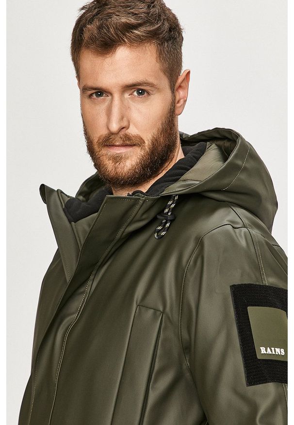Rains - Kurtka 1525 Glacial Parka. Okazja: na co dzień. Typ kołnierza: kaptur. Kolor: zielony. Styl: casual