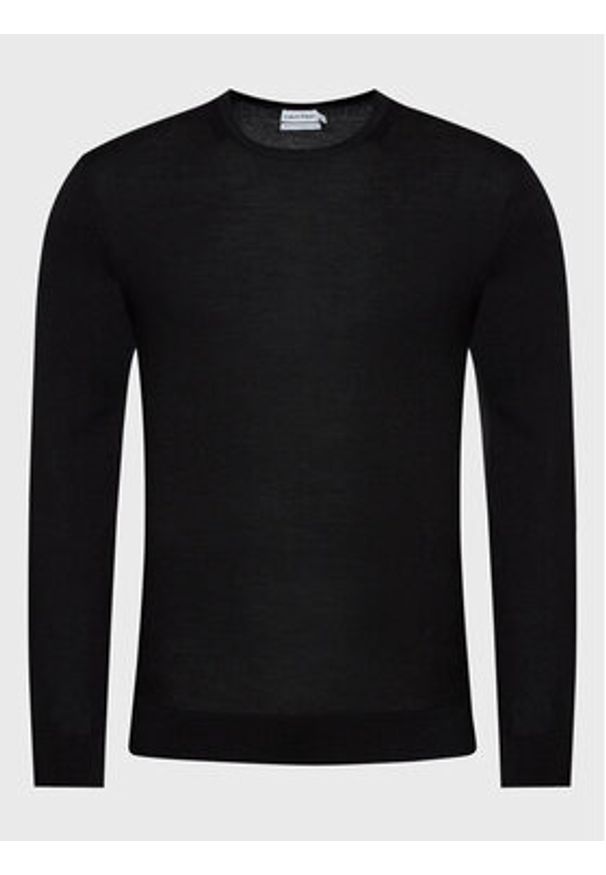Calvin Klein Sweter Superior K10K109474 Czarny Regular Fit. Kolor: czarny. Materiał: wełna
