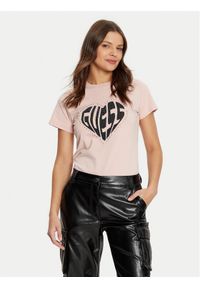 Guess T-Shirt V5RI08 J1314 Różowy Slim Fit. Kolor: różowy. Materiał: bawełna #1