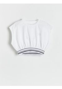Reserved - T-shirt z nadrukiem - złamana biel. Materiał: bawełna, dzianina. Długość: krótkie. Wzór: nadruk