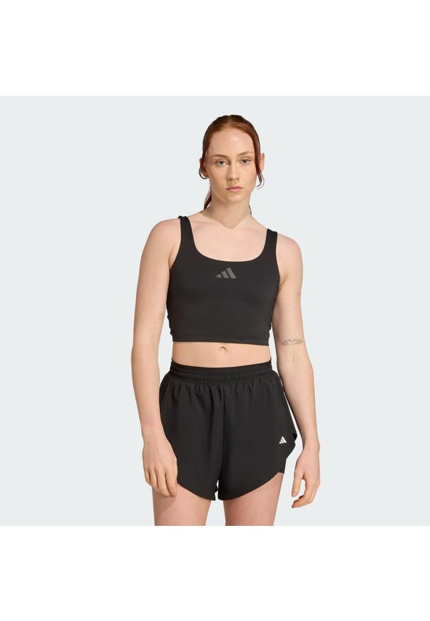 Adidas - Koszulka Power Light Support Bra. Kolor: czarny. Technologia: ClimaCool (Adidas)