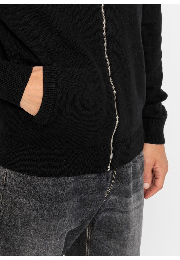 bonprix - Sweter rozpinany z bawełny z recyklingu. Kolor: czarny. Materiał: bawełna