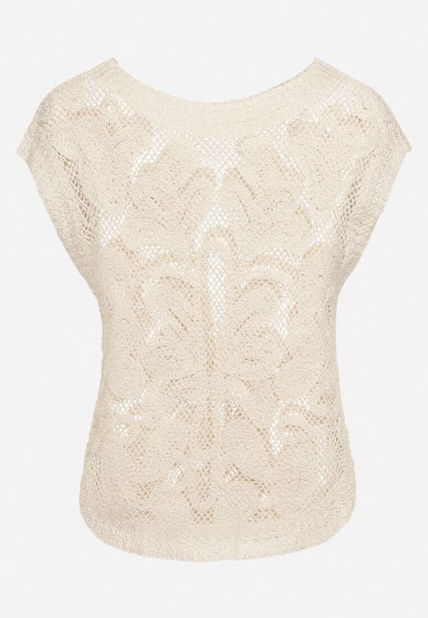 Born2be - Beżowa Bawełniana Bluzka Szydełkowana Bez Rękawów Gelvitela. Okazja: na imprezę. Typ kołnierza: dekolt w łódkę. Kolor: beżowy. Materiał: bawełna. Długość rękawa: bez rękawów. Wzór: aplikacja. Sezon: lato. Styl: elegancki