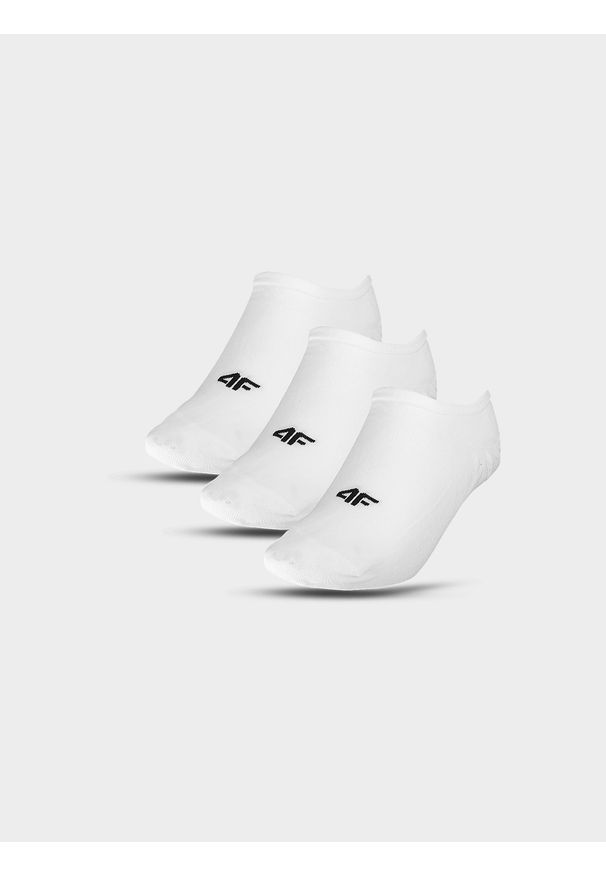 4f - Skarpety casual stopki (3-pack) damskie - białe. Kolor: biały. Materiał: materiał, bawełna, włókno, poliamid
