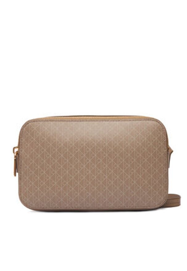 Calvin Klein Torebka Emblem Aop Elongated Camera Bag LV04F3268G Beżowy. Kolor: beżowy. Materiał: skórzane