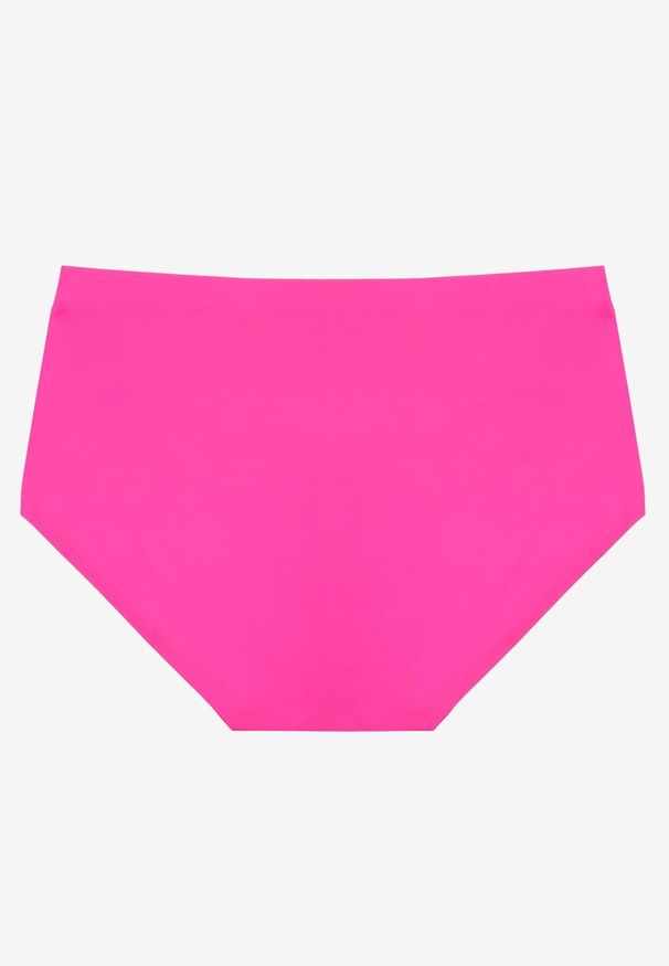 Renee - Fuksjowe Majtki Figi High Waist z Bezszwowym Wykończeniem Kolaniris. Stan: podwyższony. Kolor: różowy. Materiał: jeans