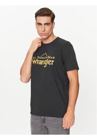 Wrangler T-Shirt Logo 112341249 Czarny Regular Fit. Kolor: czarny. Materiał: syntetyk, bawełna