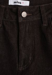 Renee - Brązowe Jeansy High Waist Szerokie z Bawełną Azile. Okazja: na co dzień. Stan: podwyższony. Kolor: brązowy. Styl: klasyczny, casual #2