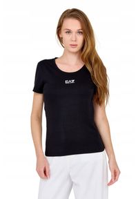 EA7 Emporio Armani - EA7 Damski t-shirt czarny z logo na środku. Kolor: czarny. Materiał: bawełna #5